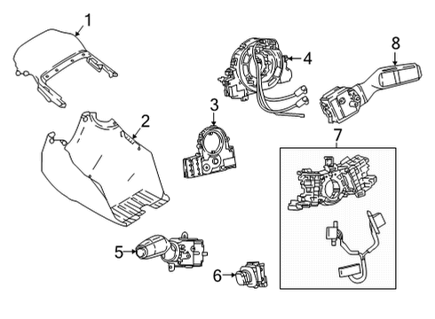 2022 Toyota Mirai Shroud, Switches & Levers Wiper Switch Diagram for 84652-62070