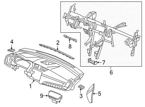 2017 Honda CR-V Cluster & Switches, Instrument Panel Panel, Instrument *NH900L* (DEEP BLACK) Diagram for 77100-TLA-A00ZA