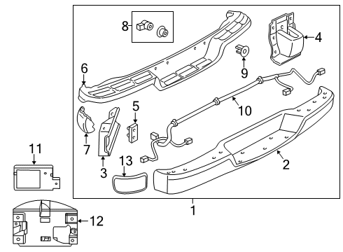 2021 GMC Savana 3500 Parking Aid Bumper Diagram for 25962241