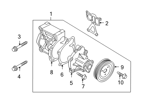 2008 Kia Rondo Water Pump Cover-Water Pump Diagram for 2512525002