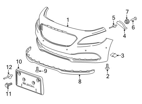 2018 Buick LaCrosse Front Bumper Side Bracket Diagram for 26216467