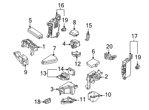 2005 Lexus LS430 Electrical Components Block, Driver Side Junction Diagram for 82730-50120