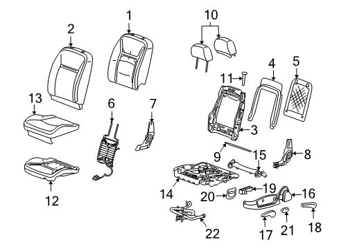 2015 Chevrolet Impala Limited Driver Seat Components Seat Back Cover Diagram for 19124559