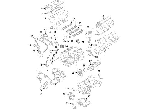 2010 Nissan Maxima Engine Parts, Mounts, Cylinder Head & Valves, Camshaft & Timing, Variable Valve Timing, Oil Cooler, Oil Pan, Oil Pump, Crankshaft & Bearings, Pistons, Rings & Bearings VTC Cover & PULLEY Kit Diagram for 13040-9N02A