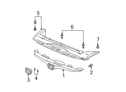 2003 Honda Accord Grille & Components Screw, Tapping (4X12) Diagram for 93903-24320