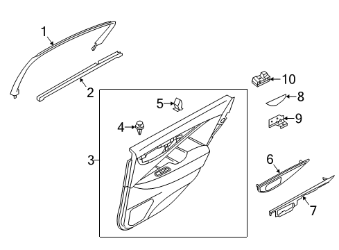 2021 INFINITI Q50 Rear Door Weatherstrip-Rear Door Inside, RH Diagram for 82834-4GA0A