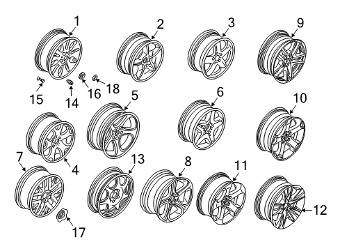 2006 BMW X5 Wheels, Covers & Trim Single Wheel Without Tire-Front/Front Diagram for 36116753516