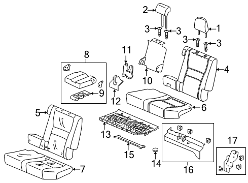 2019 Honda Ridgeline Rear Seat Components Headrest Assy., RR. (Outer) *NH900L* (DEEP BLACK) Diagram for 82140-T6Z-A01ZB