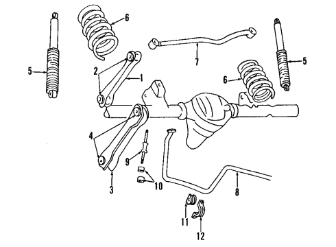 1995 Jeep Grand Cherokee Rear Suspension Components, Lower Control Arm, Upper Control Arm, Stabilizer Bar Shock ABSORBER, Rear Diagram for 52087901