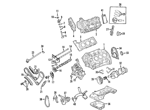 2008 Dodge Sprinter 3500 Engine Parts, Mounts, Cylinder Head & Valves, Camshaft & Timing, Variable Valve Timing, Oil Pan, Oil Pump, Balance Shafts, Crankshaft & Bearings, Pistons, Rings & Bearings Support-Engine Diagram for 68013869AA
