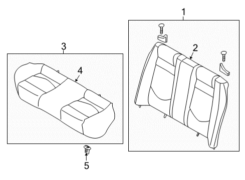 2010 Kia Forte Rear Seat Components Rear Seat Cushion Covering Assembly Diagram for 891601M010AF1
