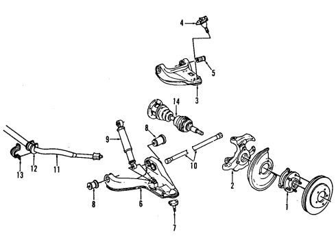 1999 Chevrolet Blazer Front Suspension Components, Lower Control Arm, Upper Control Arm, Stabilizer Bar, Torsion Bar Shaft, Front Stabilizer Diagram for 15708425