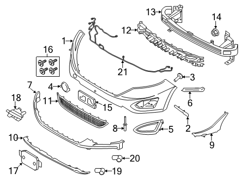 2018 Ford Edge Parking Aid License Bracket Diagram for FT4Z-17A385-AA