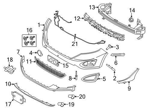 2018 Ford Edge Parking Aid Bumper Cover Diagram for FT4Z-17D957-EPTM