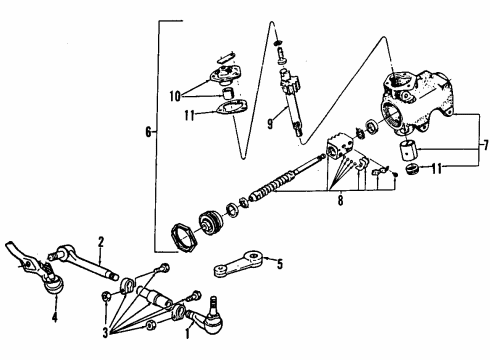 1986 Ford Ranger P/S Pump & Hoses, Steering Gear & Linkage Gear Assembly Diagram for E3TZ3504A