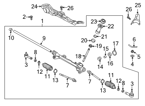 2021 Hyundai Veloster Steering Gear & Linkage Pinion Assembly-Steering Gear Box Diagram for 56511-J3000