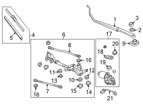 2014 Honda Insight Wiper & Washer Components Rod Unit A Diagram for 76540-TM8-A01