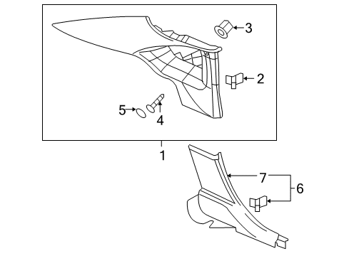 2011 Chevrolet Impala Interior Trim - Quarter Panels Upper Trim Panel Diagram for 23311871