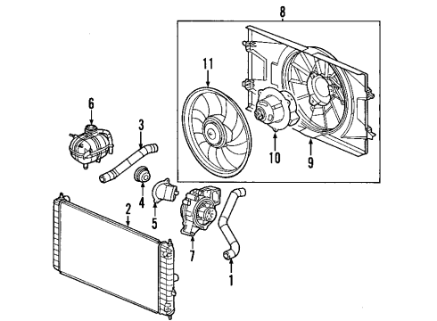 2008 Pontiac Solstice Cooling System, Radiator, Water Pump, Cooling Fan Fan Shroud Diagram for 19130227