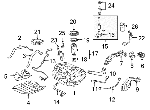 2007 Honda Accord Senders Bracket C Diagram for 17044-SDC-E01