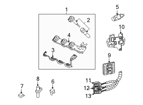 2004 Cadillac XLR Ignition System Coil Assembly Diagram for 89017778