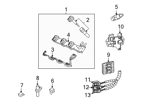 2007 Cadillac XLR Ignition System Ignition Coil Diagram for 12597745