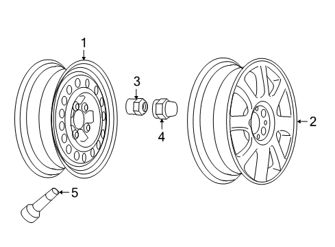 2008 Buick LaCrosse Wheels Wheel Rim-18X7.0 Aluminum 52Mm Outside 115.0 Bellcrank *Manoogian Slot Diagram for 9597172