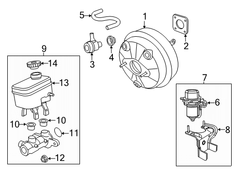 2021 Jeep Wrangler Dash Panel Components Booster-Power Brake Diagram for 68385584AB
