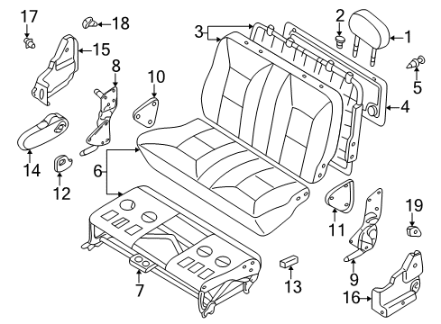 1999 Nissan Quest Rear Seat Components Trim Assy-Cushion, Rear Seat Center Diagram for 88330-7B000