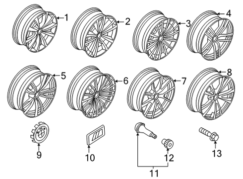 2021 BMW 840i Gran Coupe Wheels Light Alloy Rim Ferricgrey Diagram for 36116884207