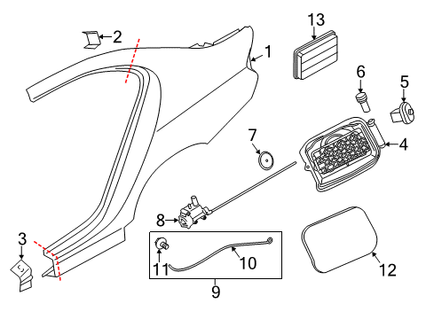 2012 BMW ActiveHybrid 5 Fuel Door Cover Pot Diagram for 51177204365