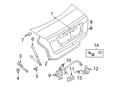 2011 Ford Fusion Trunk Trunk Lid Diagram for 9E5Z-5440110-A