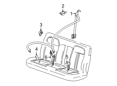 2003 GMC Savana 3500 Rear Seat Belts Inner Buckle Diagram for 19148943