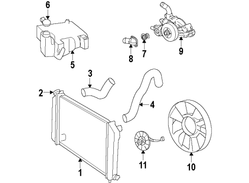 2008 Hummer H3 Cooling System, Radiator, Water Pump, Cooling Fan Fan Blade Diagram for 25844695