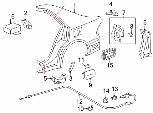 2002 Lexus IS300 Fuel Door Cable Sub-Assy, Fuel Lid Lock Control Diagram for 77035-53040