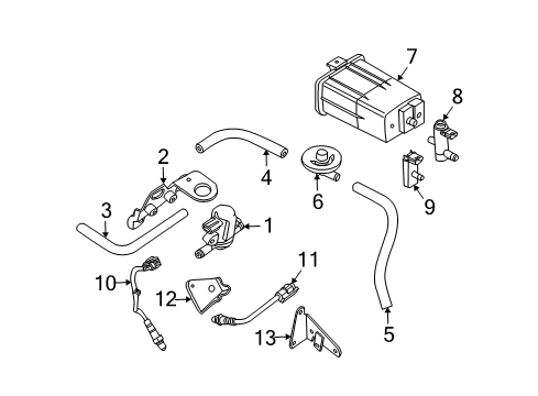 2011 Nissan Pathfinder Powertrain Control Bracket-PURGE Cont Valve Diagram for 14957-ZE00A