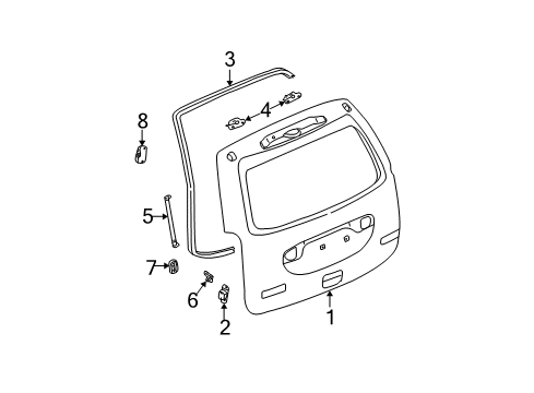 2007 Saturn Vue Lift Gate Hinge Asm-Lift Gate Diagram for 22624116