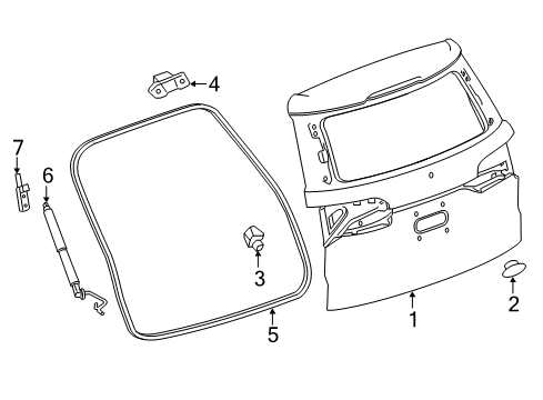 2020 GMC Acadia Lift Gate Lift Cylinder Diagram for 84991343