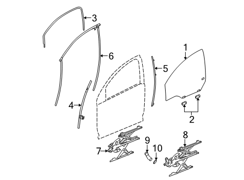 2005 Saturn Ion Front Door - Glass & Hardware Regulator Diagram for 19301977