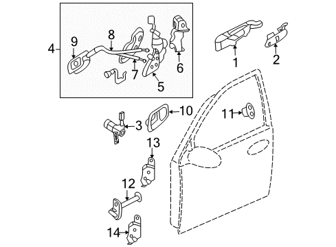 2007 Kia Sedona Front Door Door Key Sub Set, Right Diagram for 819804DB00