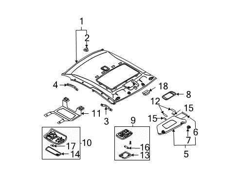 2004 Nissan Altima Interior Trim - Roof Mirror Assembly-Vanity, R Diagram for 96406-3Z002
