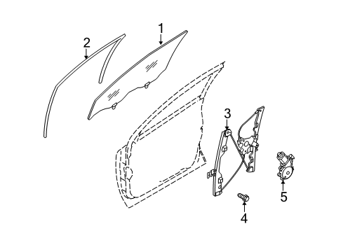 2005 Infiniti FX45 Front Door Glass Run Rubber-Front Door L Diagram for 80331-CL00A