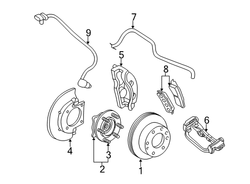 2005 GMC Sierra 1500 HD Anti-Lock Brakes Electronic Brake Control Module Assembly Diagram for 15142302