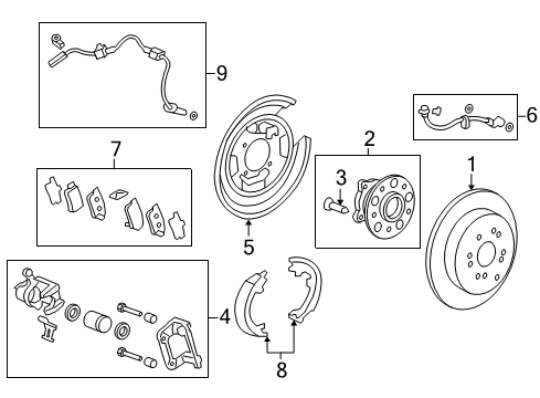 2012 Honda CR-V Brake Components Back Plate Complete, P Diagram for 43120-T0A-A01