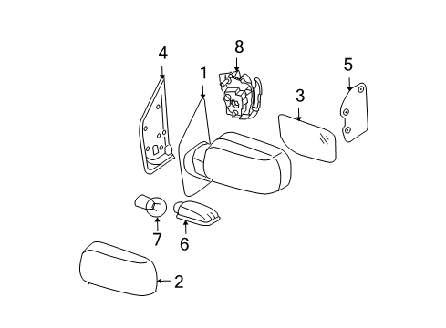 2008 Nissan Titan Outside Mirrors Glass-Mirror, LH Diagram for 96366-7S600