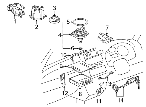 1996 Toyota RAV4 Ignition System Ecm Ecu Engine Control Module Diagram for 89661-42262