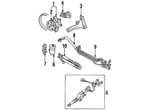 1995 Acura Legend P/S Pump & Hoses, Steering Gear & Linkage Pipe, Power Steering Combination Diagram for 53730-SP0-A00