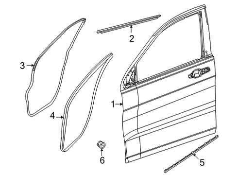 2021 Jeep Grand Cherokee L Door & Components WEATHERST-Front Door SILL Diagram for 68376851AA