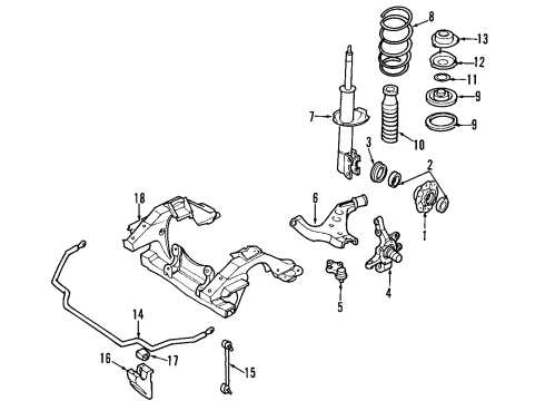 2001 Nissan Pathfinder Front Suspension Components, Lower Control Arm, Stabilizer Bar Seat-Front Spring Diagram for 54036-2W100