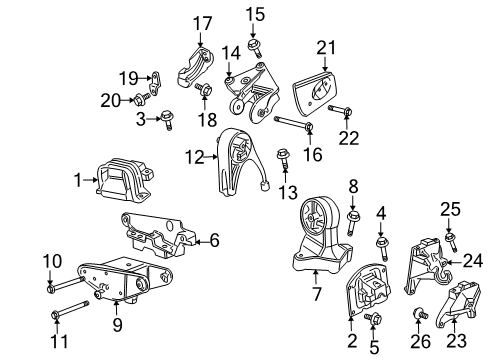 2002 Dodge Stratus Engine & Trans Mounting Screw-HEXAGON Head Diagram for 6101636